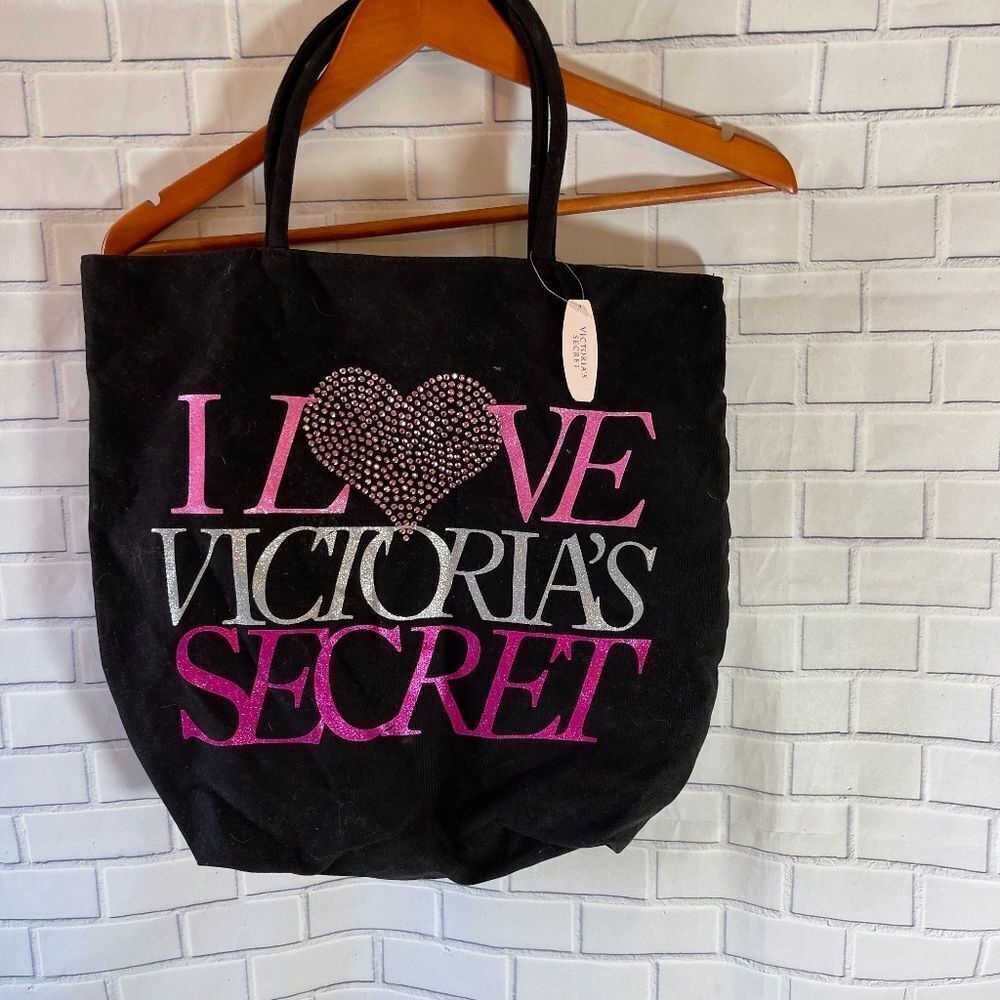 “I Love Victoria's Secret" Black Logo Tote Bag